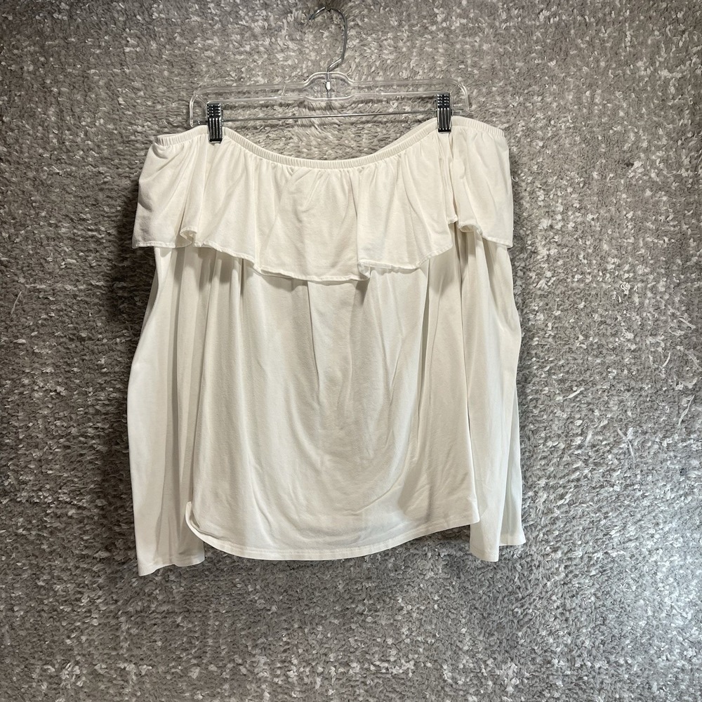 Lilly Pulitzer Augustus Off The Shoulder Ruffle Top White L Pima Cotton Modal